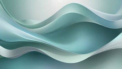 Obraz premium Abstract Teal Waves: A mesmerizing abstract background with flowing, layered teal waves, evoking feelings of tranquility and movement.