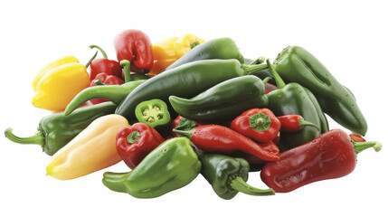 A colorful mix of fresh peppers, including jalapeños, bell peppers, and chili peppers, creates a visually appealing and appetizing display.