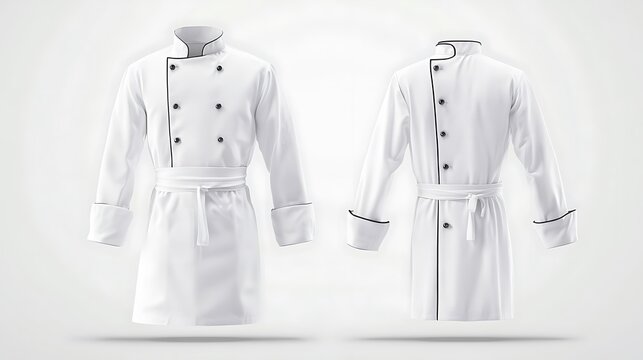 Solid White Chef Uniform Mockup Set for Kitchen Professionals, Front View