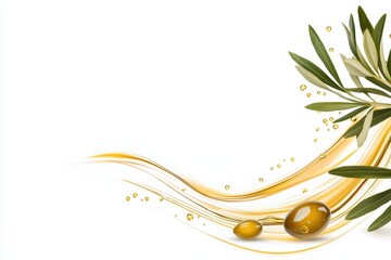 Elegant Olive Oil Abstract Design with Natural Elements and Flowing Lines
