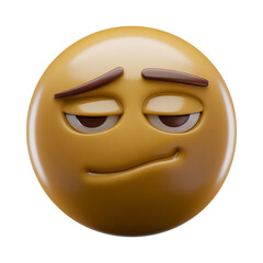 A high-quality 3D emoji on a white background, featuring a skeptical expression with one raised eyebrow and a sideways smirk