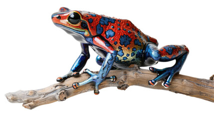 Vibrant Strawberry Poison Dart Frog on Branch 