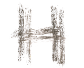 Letter symbol H, watercolor grunge alphabet, brush stroke, isolated on white, clipping path