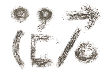 Symbol punctuation marks, watercolor grunge alphabet, brush stroke, isolated on white, clipping path