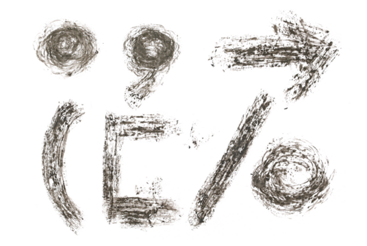 Symbol punctuation marks, watercolor grunge alphabet, brush stroke, isolated on white, clipping path