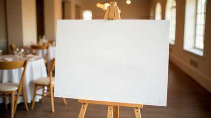 white horizontal canvas for text in restaurant