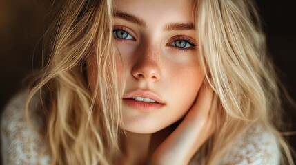 Naklejka premium art portrait of a cute young blond