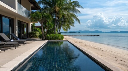 Fototapeta premium A pool with a beach in the background