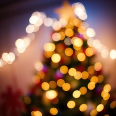 bokeh blue of  Colorful light and bokeh background lighting of christmas tree low key background and holiday concept  abstract bokeh light background bright   emotional harmonious vignette 