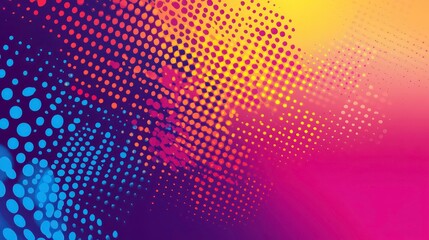 Abstract vibrant halftone background with gradient colors.