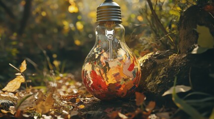 Creativity cocnept, with lightbulb made from oil paint mix