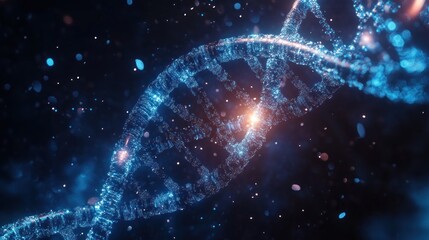 Glowing DNA helix strand abstract. (1)