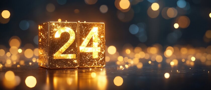 close up of golden number 24 with blurred background