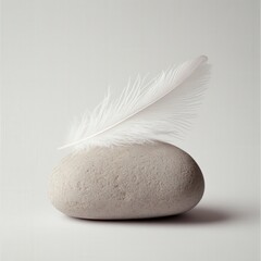 white feather on a grey stone