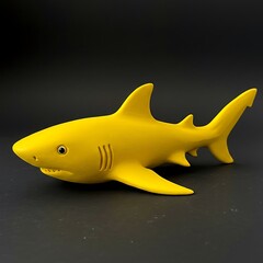 Yellow Shark Figurine on Dark Background