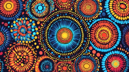 Obraz premium An intricate aboriginal dot painting featuring vibrant circles and patterns that celebrate nature and culture