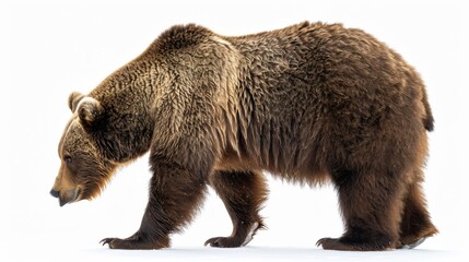 Side View of a Brown Bear Walking with Head Down