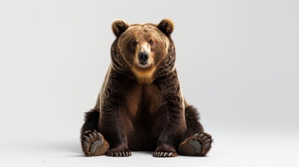 Obraz premium Brown Bear Sitting on a White Background