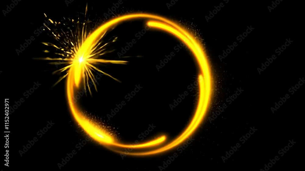 Fototapete Mesmerizing golden light trails swirl against a black backdrop. Sparkling particles evoke elegance and luxury. Dynamic abstract background video.