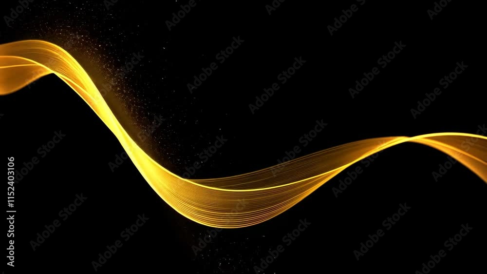 Fototapete Mesmerizing golden light trails swirl against a black backdrop. Sparkling particles evoke elegance and luxury. Dynamic abstract background video.