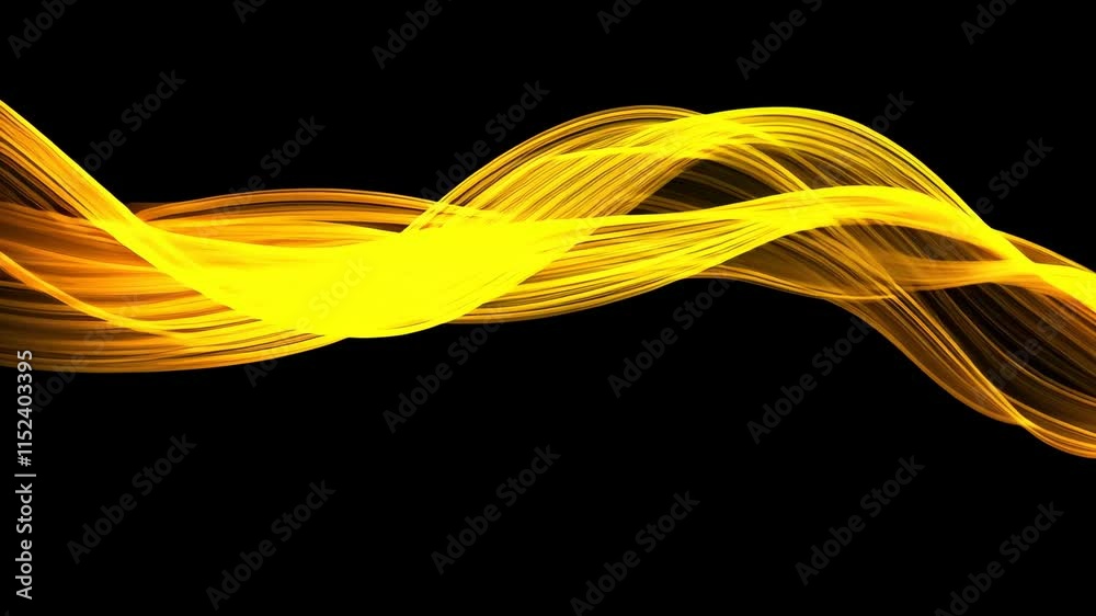 Poster mesmerizing golden light trails swirl against a black backdrop. sparkling particles evoke elegance a