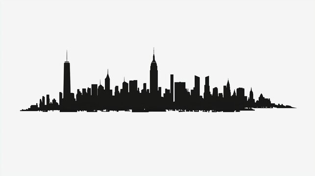 City skyline border isolated on white or transparent background