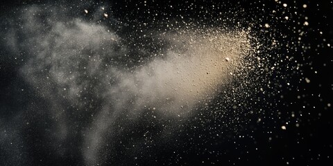 Golden Dust Particles Floating in the Air Against a Dark Background