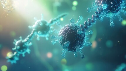 Microscopic view of viruses.