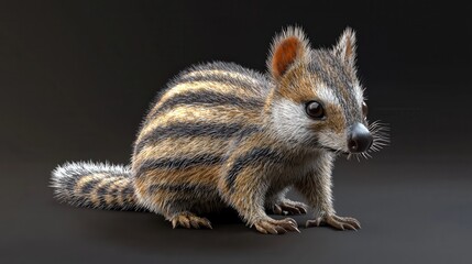 Naklejka premium Striped Possum 3D Render: A Detailed Look at a Unique Marsupial
