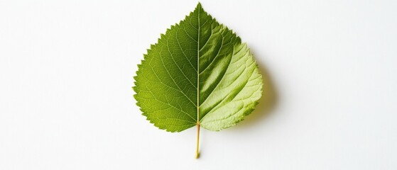 Fototapeta premium close up of a single green leaf on white background