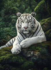 Obraz premium White Tiger in Jungle