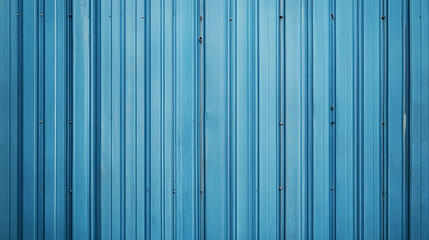 Vertical blue metal wall with a textured surface reveals patterns and reflections in natural light during the day