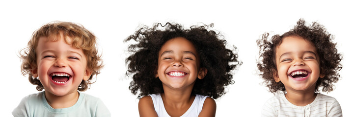Joyful Collection of Laughing Kids - Transparent Background	
