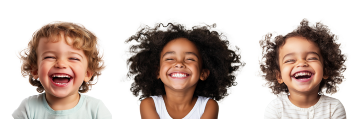Joyful Collection of Laughing Kids - Transparent Background	

