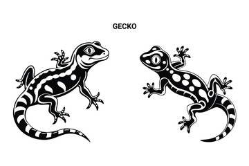 Editable Silhouette Gecko Isolated Vector Illustration