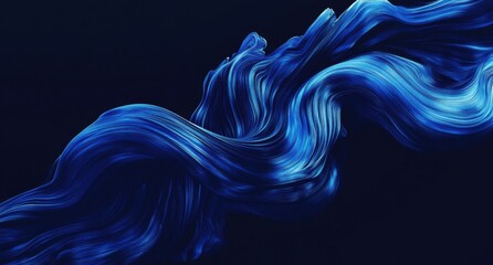 Obraz premium Black background, flowing blue lines in the shape of an S, dark background, dark blue light effect Generative AI