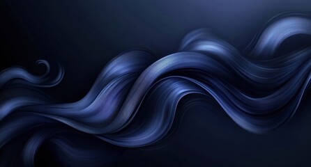 Obraz premium Black background, dark blue curved lines, minimalism, abstract art style, high resolution, high detail, high quality, high contrast, simple design Generative AI