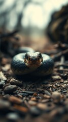 Obraz premium Close-Up Nature Photography of a Snake in Vibrant Colors and Natural Habitat