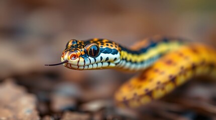 Fototapeta premium Close-Up Nature Photography of a Snake in Vibrant Colors and Natural Habitat