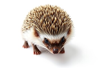 Fototapeta premium Close-up of a hedgehog facing forward on a white background