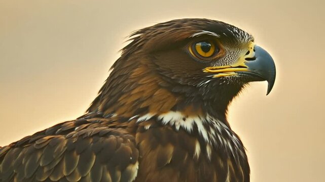 This epic video shows a eagle. The eagle Looks into the Camera and Around.
