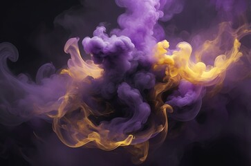 Fototapeta premium Abstract purple and yellow smoke texture with swirling patterns