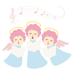 vector illustration of singing angels