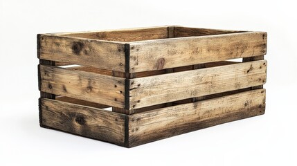 a wooden crate on a white background