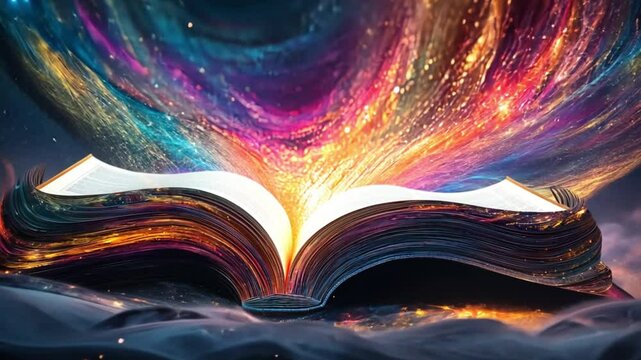 Fantasy and magical book animation. World book day. 