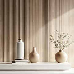 White vase with flowers on the table in a cozy home interior