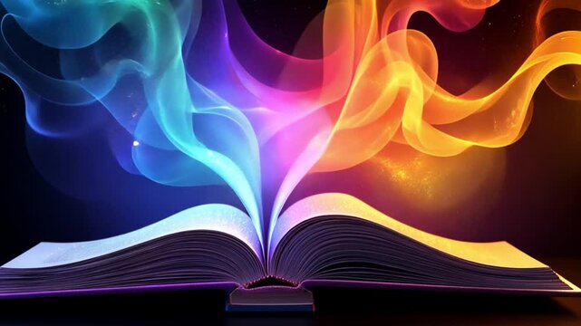 Fantasy and magical book animation. World book day. 