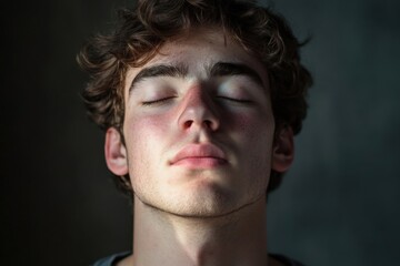 Fototapeta premium portrait of a person with eyes closed