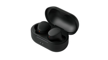 A pair of black wireless headphones