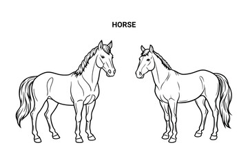 Editable Horse Isolated Outline Vector Illustration